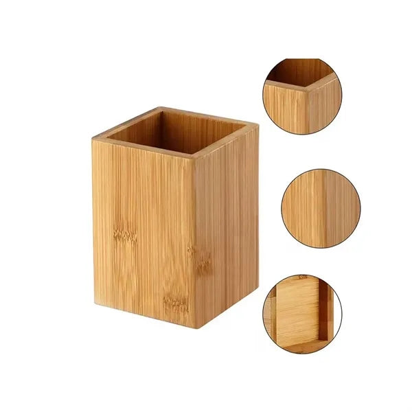 Bamboo Desk Organizer Pen & Pencil Holder Cup