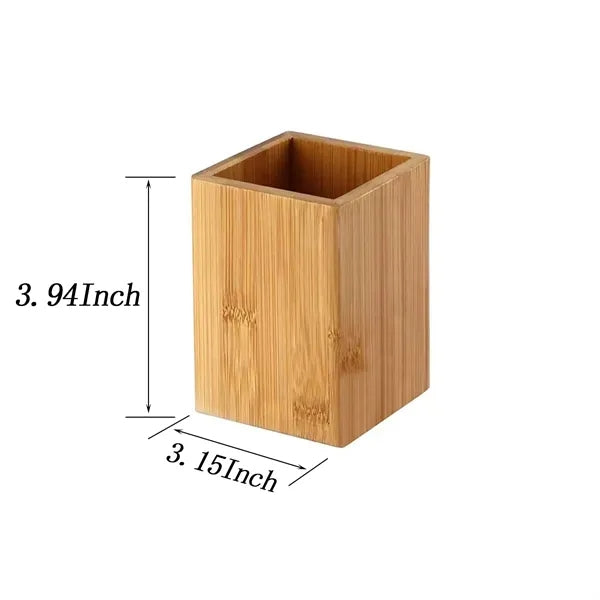 Bamboo Desk Organizer Pen & Pencil Holder Cup