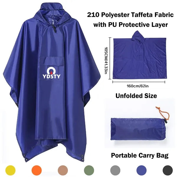Portable Outdoor 3-in-1 Hooded Poncho Raincoat
