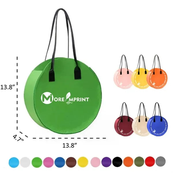 Portable Felt Round Shopping Grocery Tote Circle Travel Bag