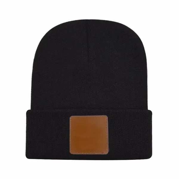 Leather Labeled Knit Beanie