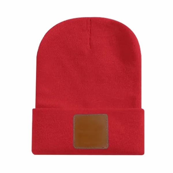 Leather Labeled Knit Beanie