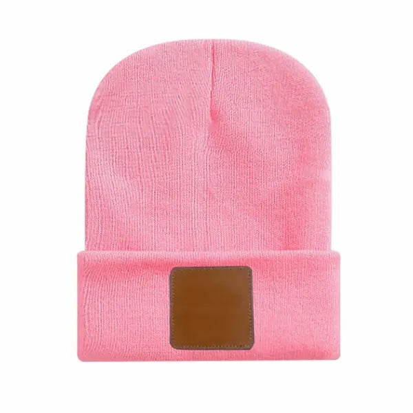 Leather Labeled Knit Beanie