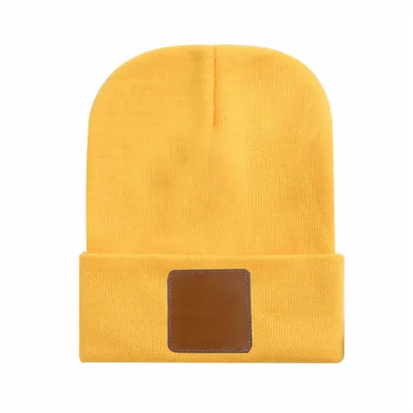 Leather Labeled Knit Beanie