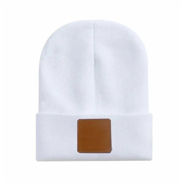 Leather Labeled Knit Beanie