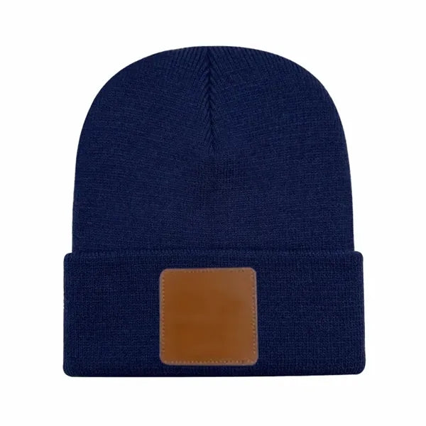 Leather Labeled Knit Beanie
