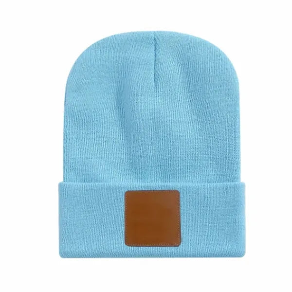 Leather Labeled Knit Beanie
