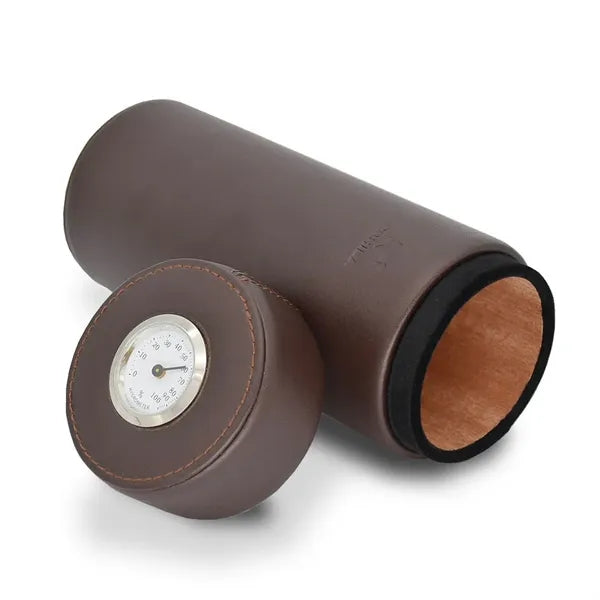 Portable Leather Travel Cigar Humidor Case with Built-In Hyg
