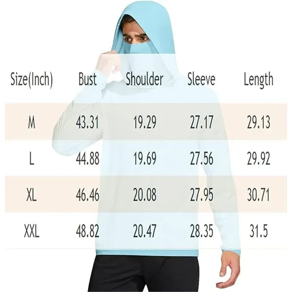 Men's UPF 50+ Sun Protection Hoodie with Face Mask
