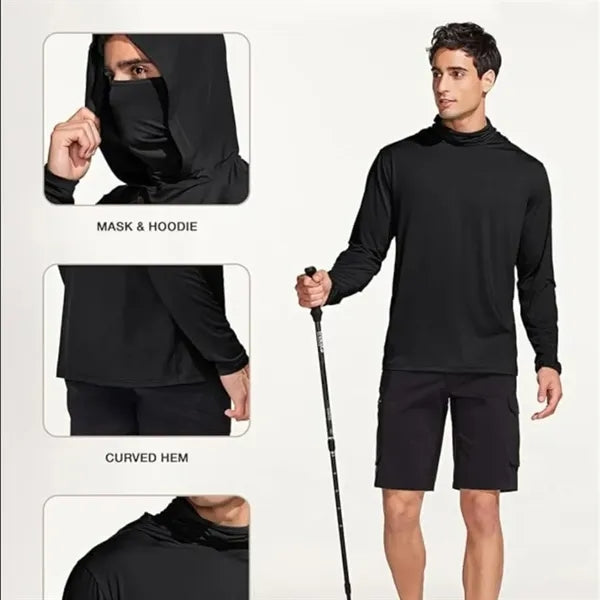 Men's UPF 50+ Sun Protection Hoodie with Face Mask