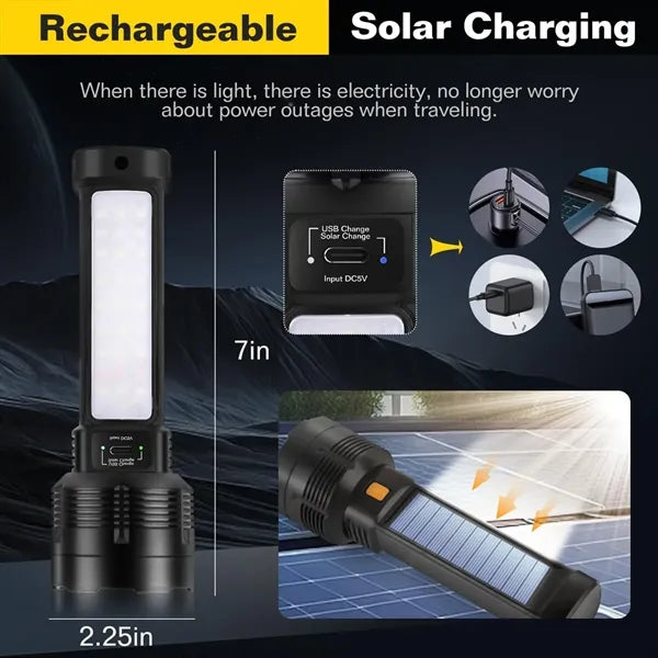 Solar and TC Fast Charging Super Heat Dissipation Flashlight