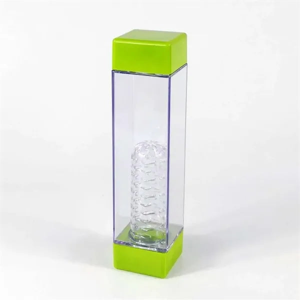 Double Lids 16 Oz Square Fruit Infuser Water Bottle