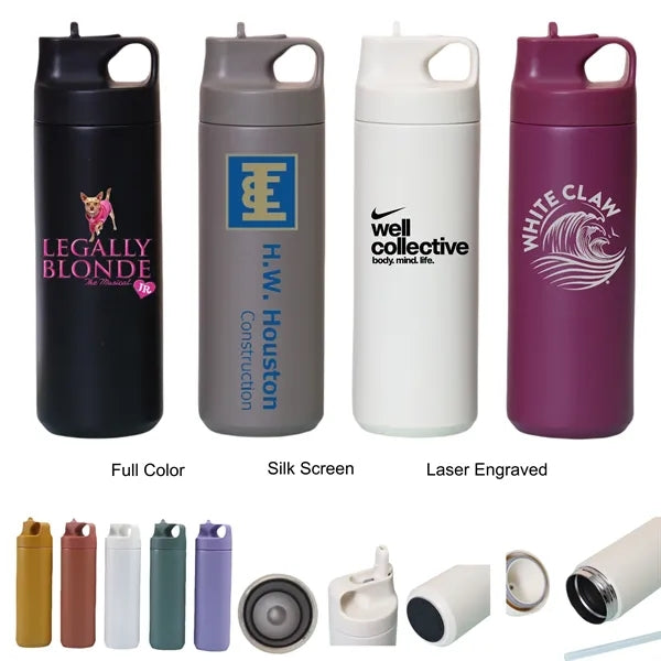 19 oz Stainless Steel Vacuum Sports Bottle with Straw Lid
