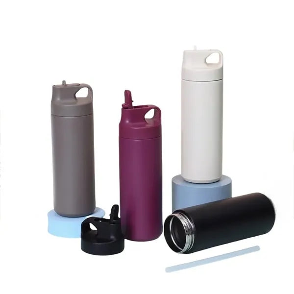 19 oz Stainless Steel Vacuum Sports Bottle with Straw Lid