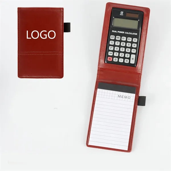 Leather Pocket Memo Notepad With Built In Calculator