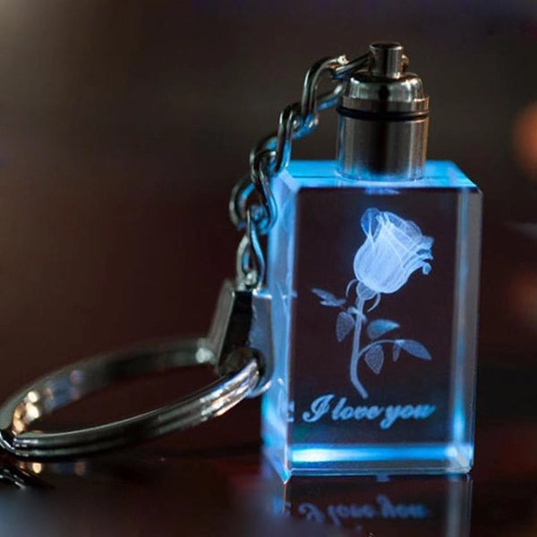 LED Light Crystal Key Chain