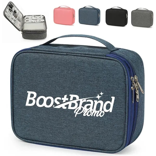 Double-Layer Travel Electronics Organizer Bag