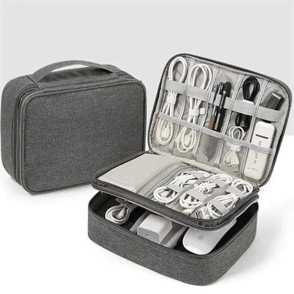 Double-Layer Travel Electronics Organizer Bag