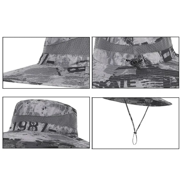Camo Solar Powered Bucket Hat with Cooling Fan