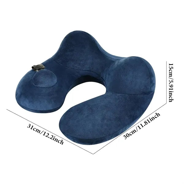 Inflatable Travel Neck Pillow with Built-in Pump