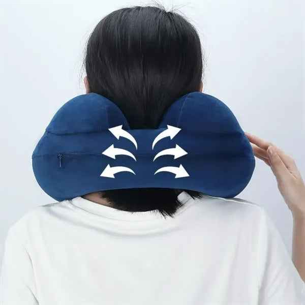 Inflatable Travel Neck Pillow with Built-in Pump