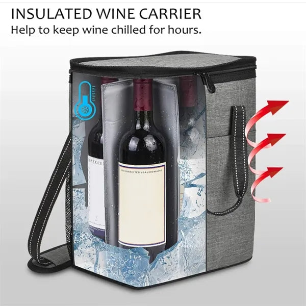 Insulated Wine Bottle Tote Bag With Divider Compartments