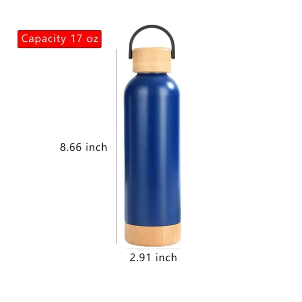 17 Oz Bamboo Lid Stainless Steel Water Bottle