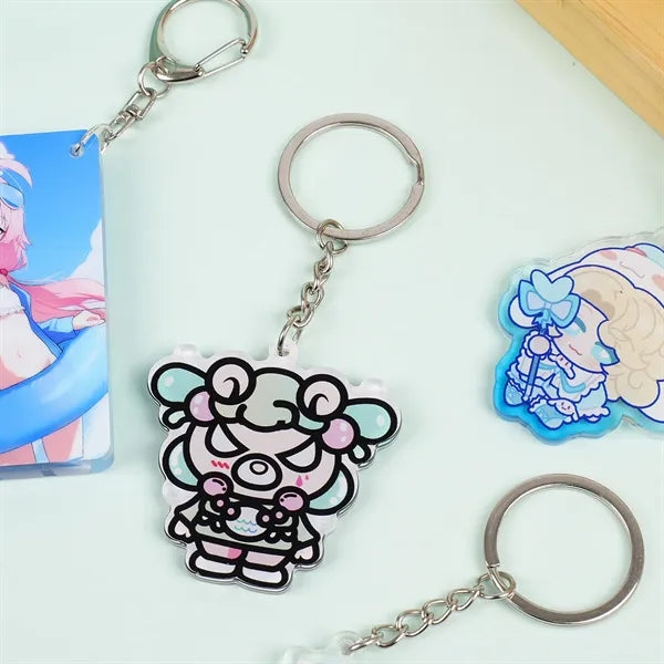 1" Custom Acrylic Keychain with Different Logos Both Sides
