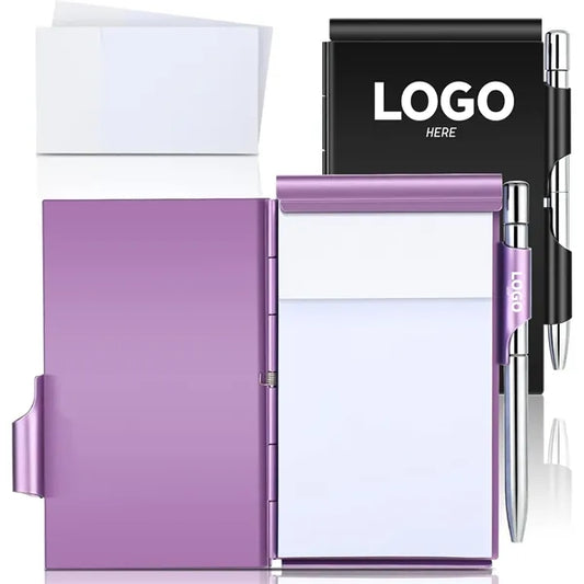 Metal Pocket 60-Page Sheets Notebook Holder with Pen Set