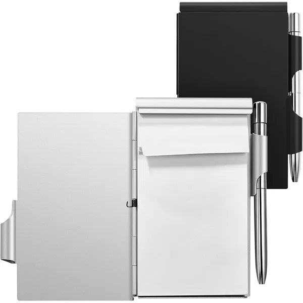 Metal Pocket 60-Page Sheets Notebook Holder with Pen Set