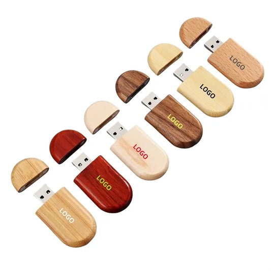 Oval Bamboo Cap USB Drive 16GB