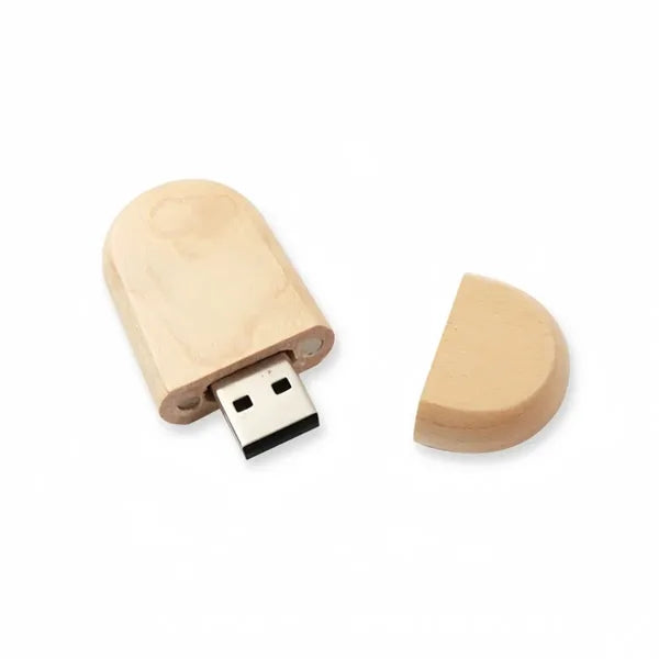 Oval Bamboo Cap USB Drive 16GB