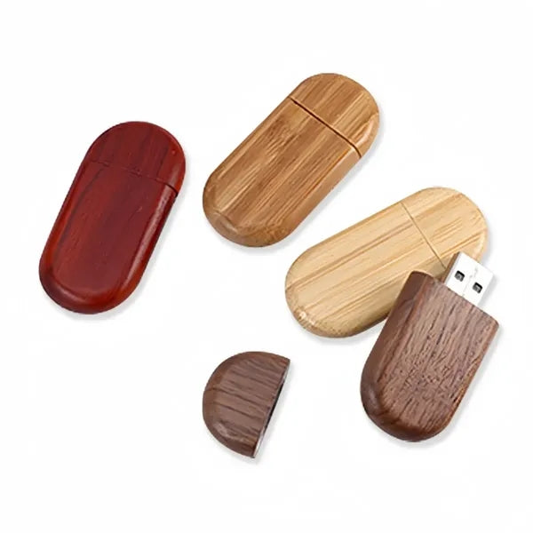 Oval Bamboo Cap USB Drive 16GB