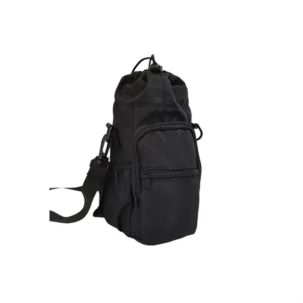 Insulated Water Bottle Shoulder Bag With Zipper Pockets