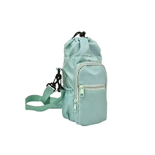 Insulated Water Bottle Shoulder Bag With Zipper Pockets