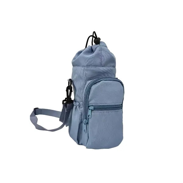Insulated Water Bottle Shoulder Bag With Zipper Pockets