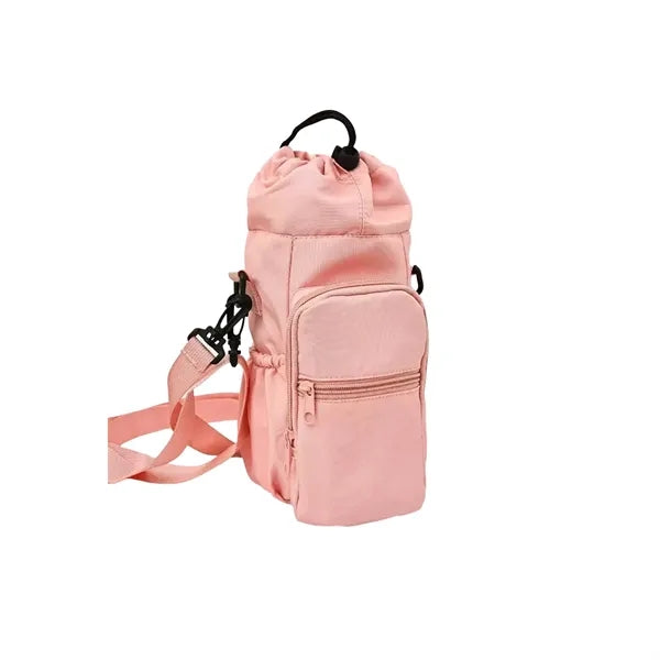 Insulated Water Bottle Shoulder Bag With Zipper Pockets