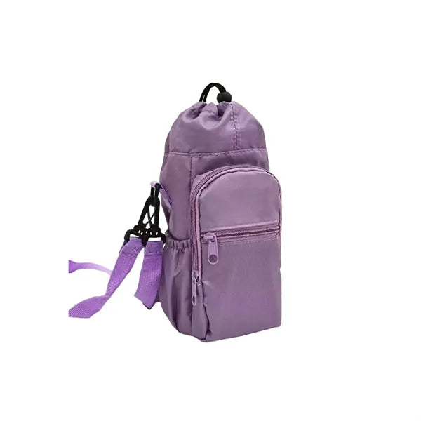 Insulated Water Bottle Shoulder Bag With Zipper Pockets