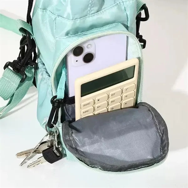 Insulated Water Bottle Shoulder Bag With Zipper Pockets