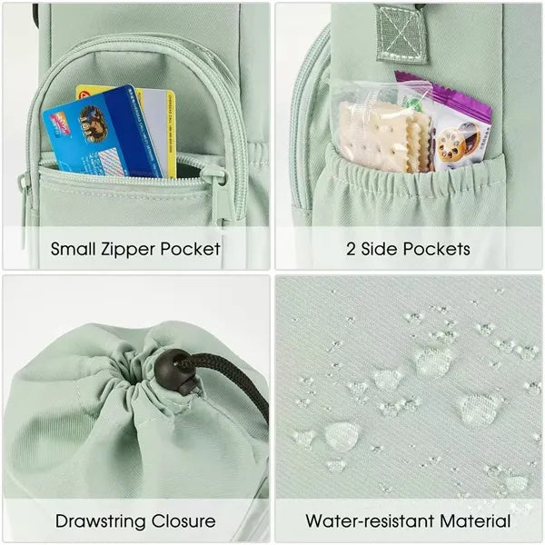 Insulated Water Bottle Shoulder Bag With Zipper Pockets
