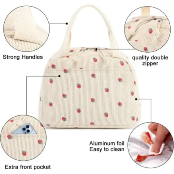 Lunch Bag for Women Men Cute Corduroy,Lunch Tote Bags