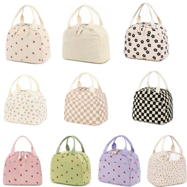 Lunch Bag for Women Men Cute Corduroy,Lunch Tote Bags
