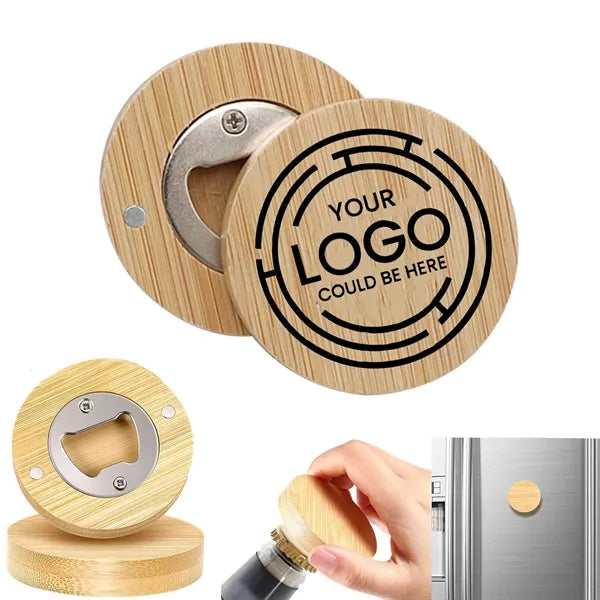 Magnetic Bamboo Circle Bottle Opener