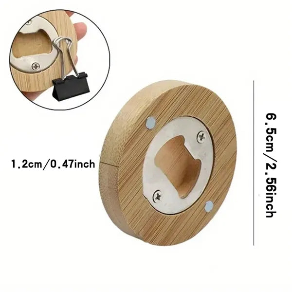 Magnetic Bamboo Circle Bottle Opener