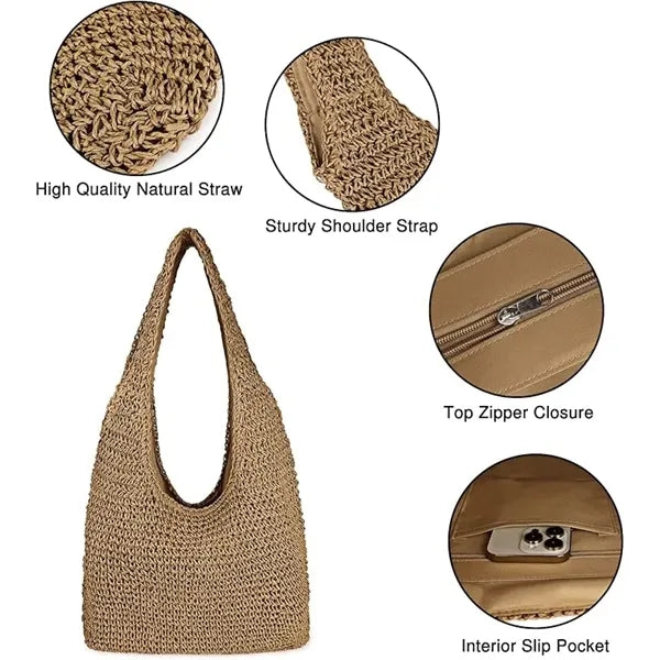 Handwoven Straw Shoulder Bag