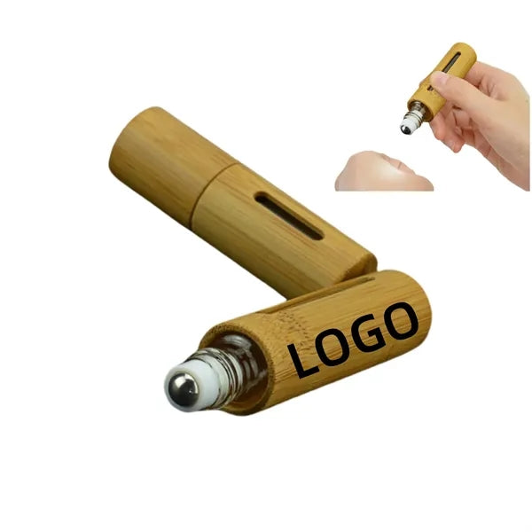 Bamboo Essential Oil Cosmetic Bottle W/Roller