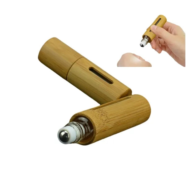 Bamboo Essential Oil Cosmetic Bottle W/Roller