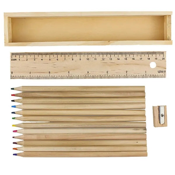 Eco Natural Wood Colored Pencil Set Box