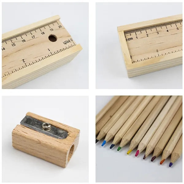 Eco Natural Wood Colored Pencil Set Box