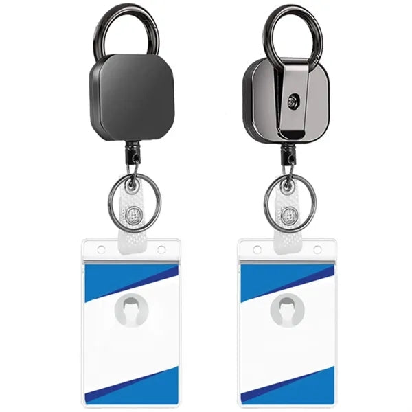 Square Zinc Alloy Retractable Keychain